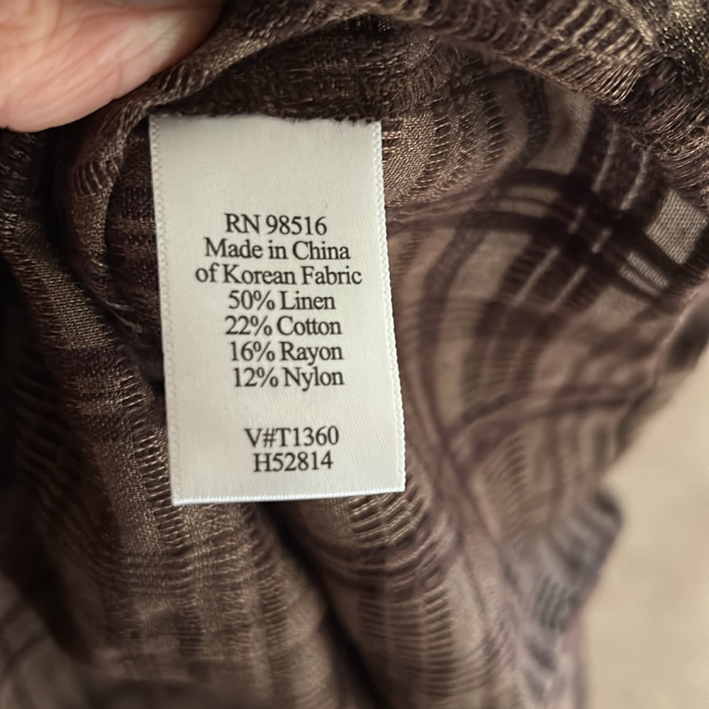 NWOT. Coldwater Creek brown shimmer striped linen blend summer evening blouse. - Picture 8 of 8